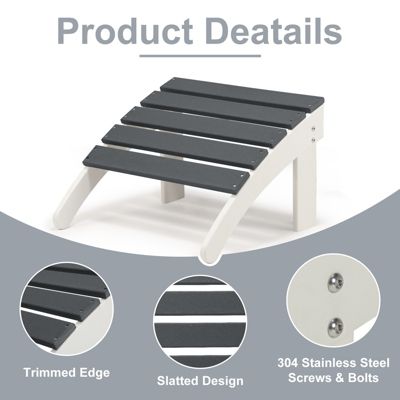 Outdoor Adirondack Ottoman - Weather-Resistant HDPE Patio Footrest for Ultimate Relaxation