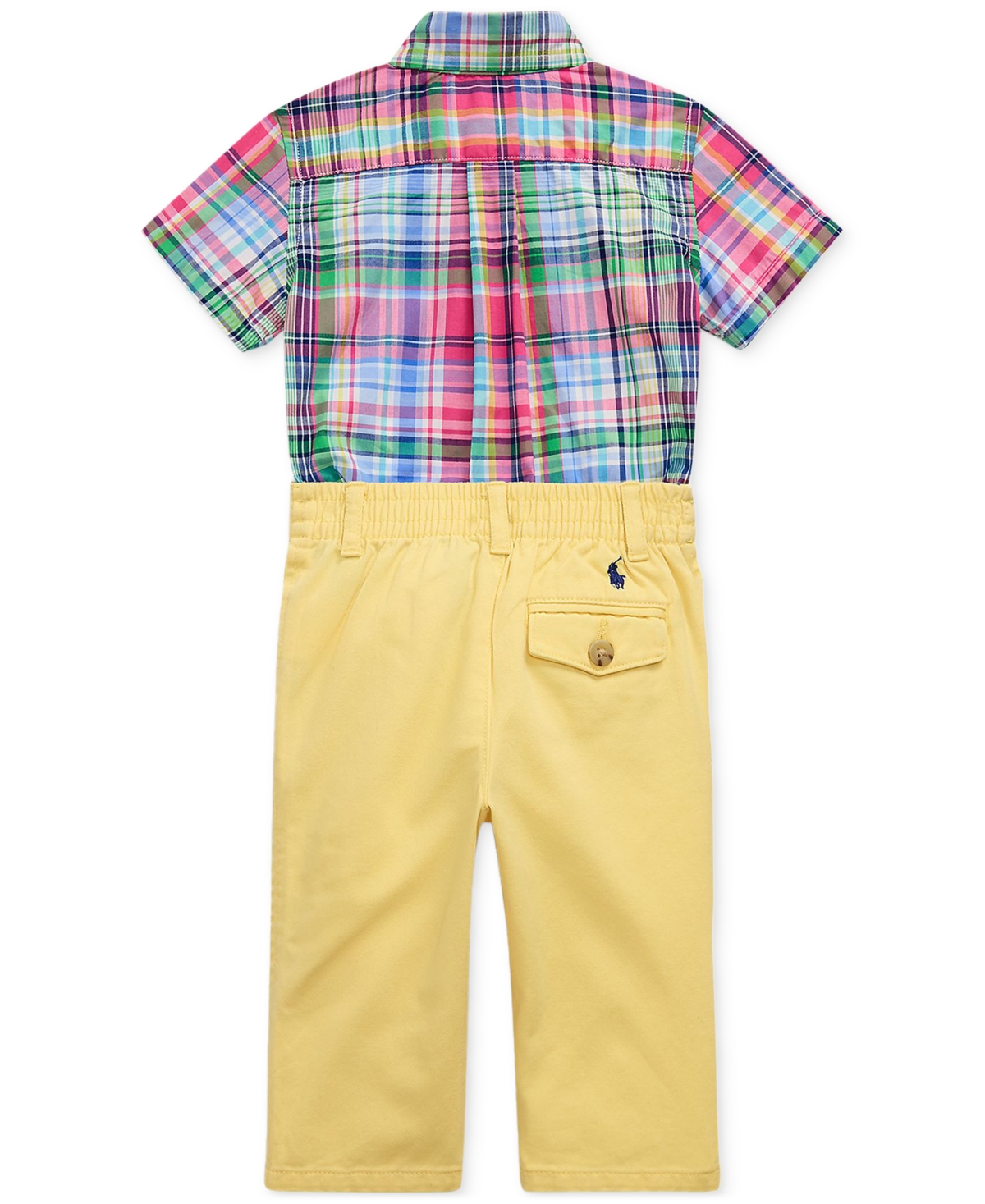 Polo Ralph Lauren Baby Boys Plaid Poplin Shirt & Chino Pants Set In Yellow