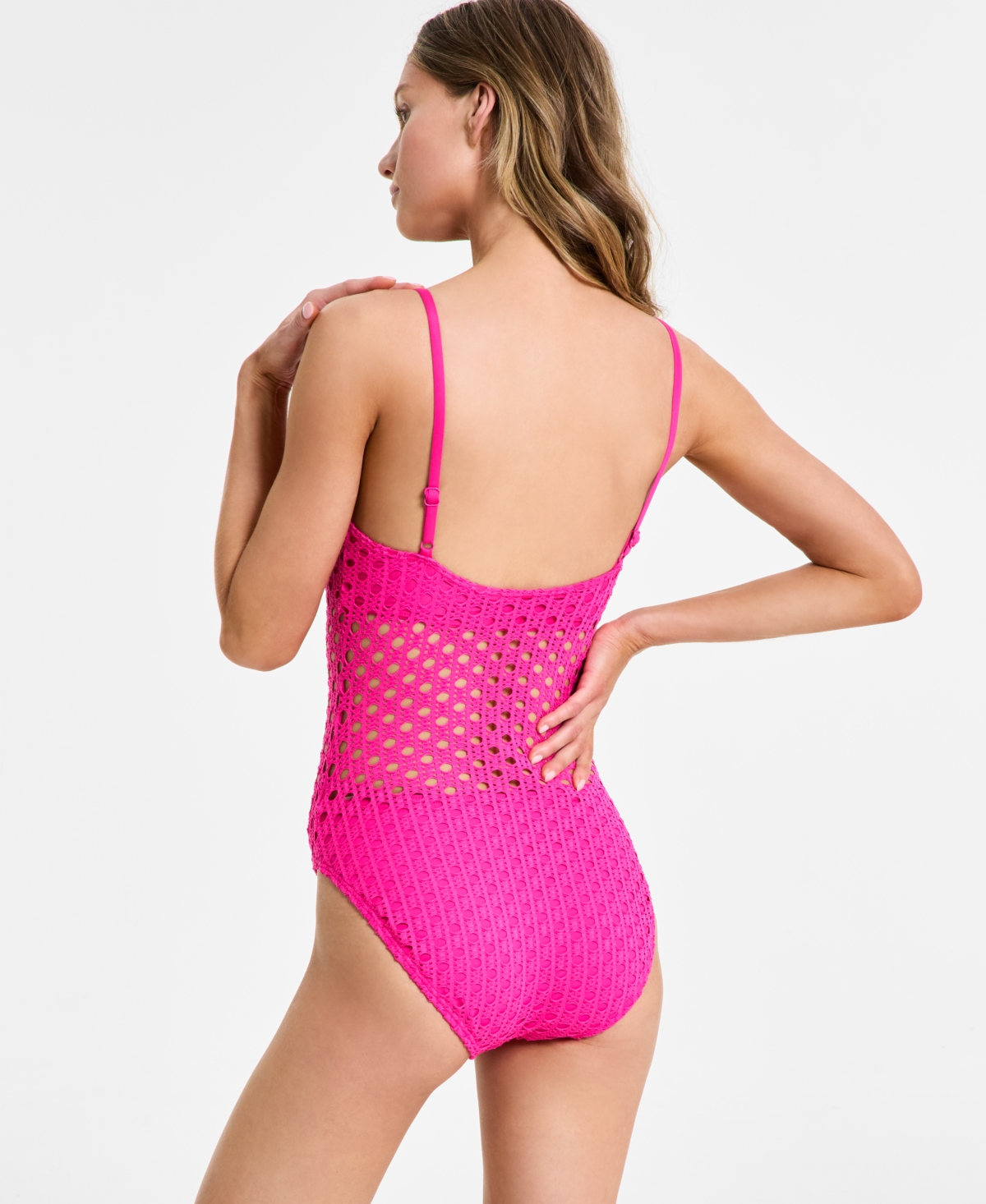 Carmen Marc Valvo Women's Crochet Scoop-neck One-piece Swimsuit In Pink