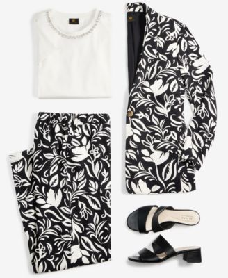 JM COLLECTION PRINTED BLAZER T SHIRT PRINTED PULL ON PANTS EXCLUSIVELY AT MACYS 