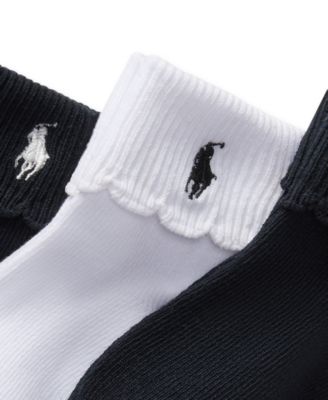 Baby Girls Polo Baby Scallop Turn-Cuff Socks, 3 Pack