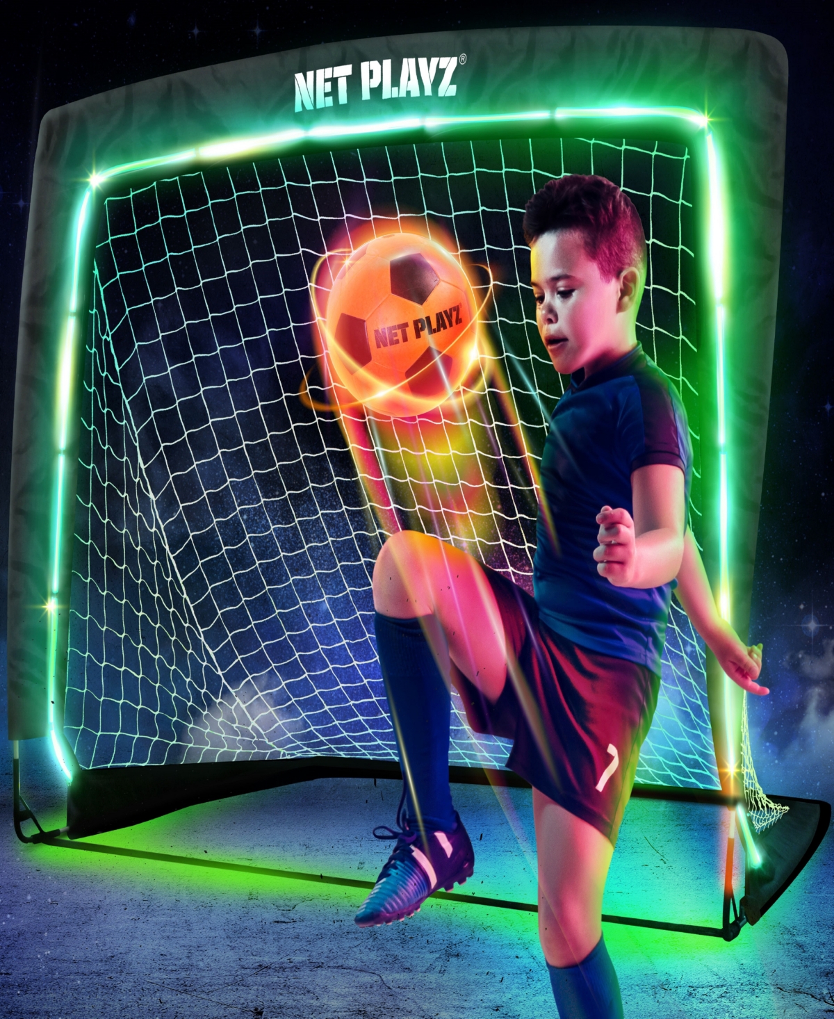 Net Playz Light Up Glow-in-the-dark Soccer Ball And Goal Gift Set In Black