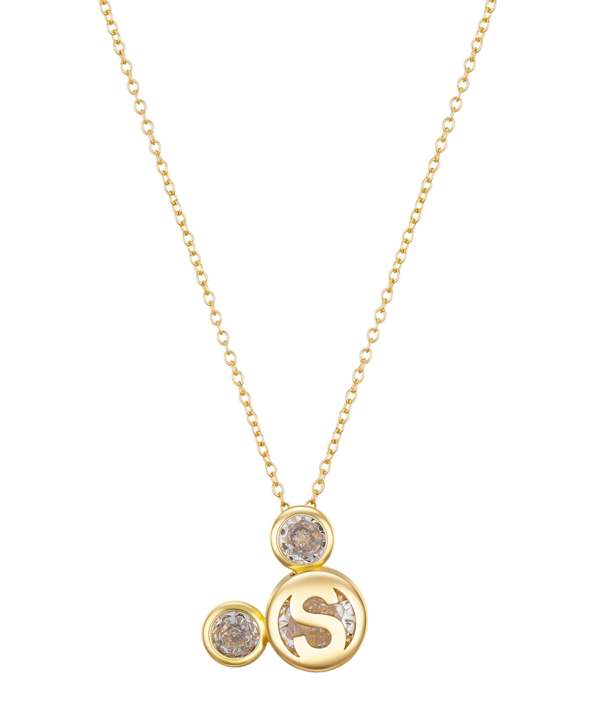 Disney Cubic Zirconia Mickey Mouse Dream Initial Pendant Necklace In Gold-s