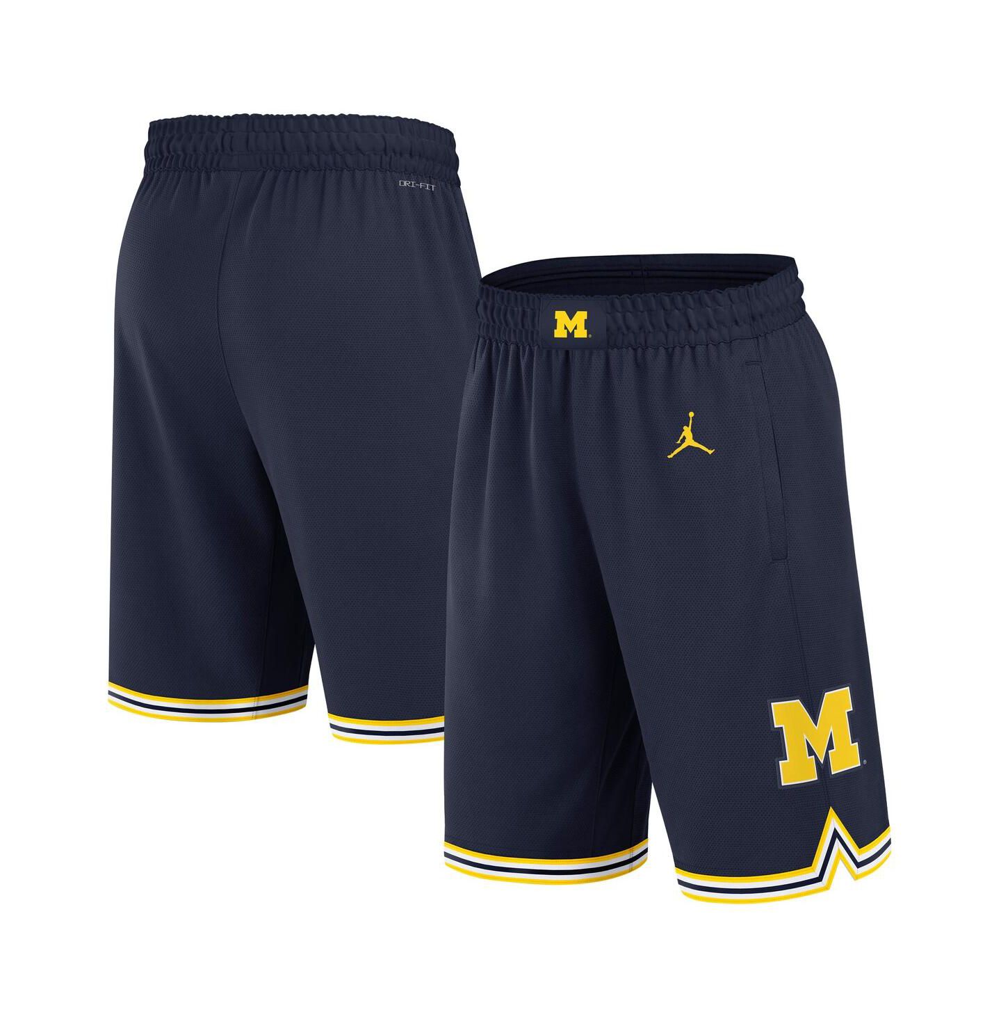 Мужские шорты Jordan Navy Michigan Wolverines Road Replica Performance Basketball — фото 1