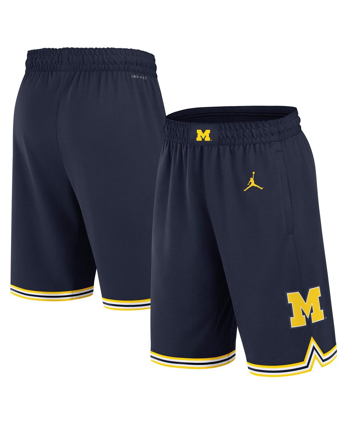 JORDAN MEN'S NAVY MICHIGAN WOLVERINES ROAD REPLICA PERFORMANCE BASKETBALL SHORTS 