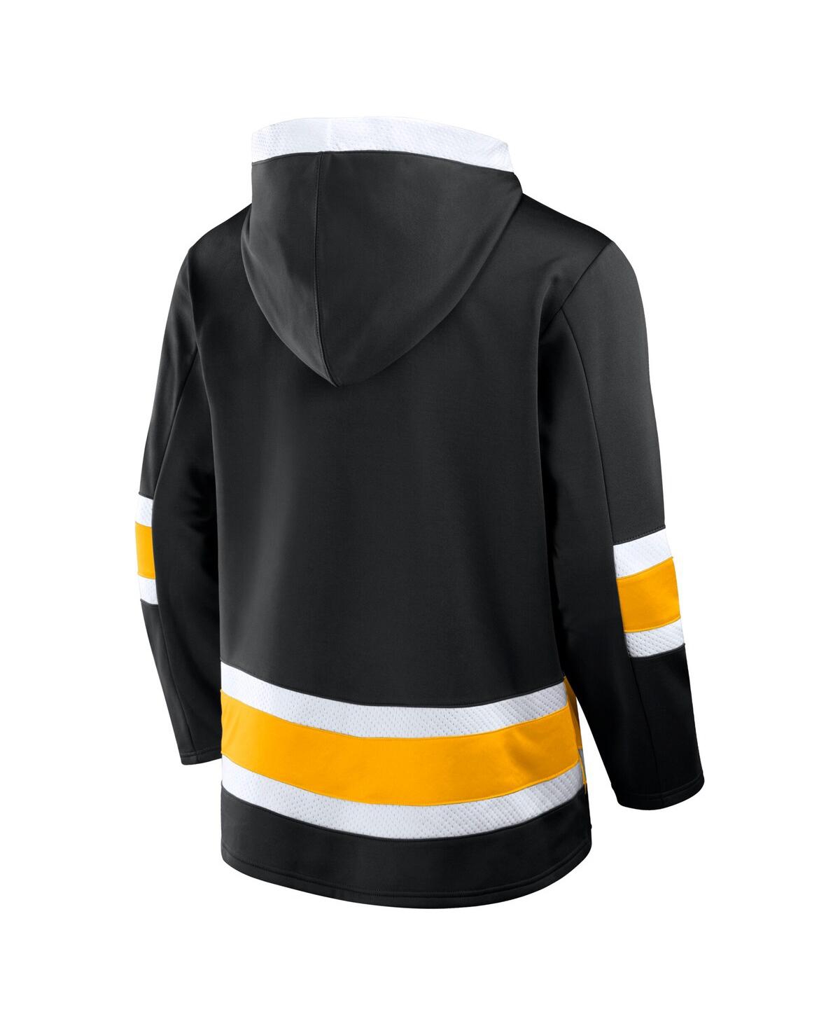 Fanatics Men's Black Boston Bruins Inside Line Fleece Pullover Hoodie In Black,gold