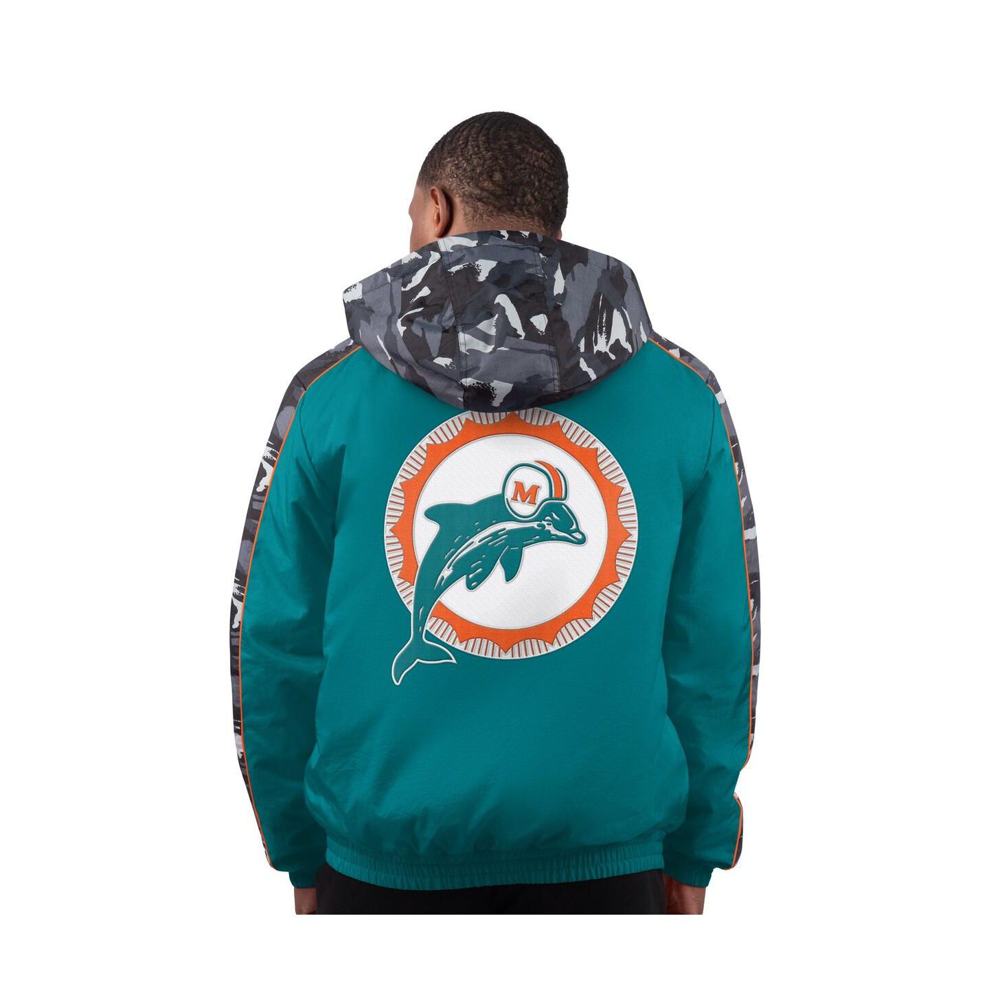 Мужская куртка Starter Aqua Miami Dolphins Thursday Night Gridiron Full-Zip Hoodie Jacket — фото 2