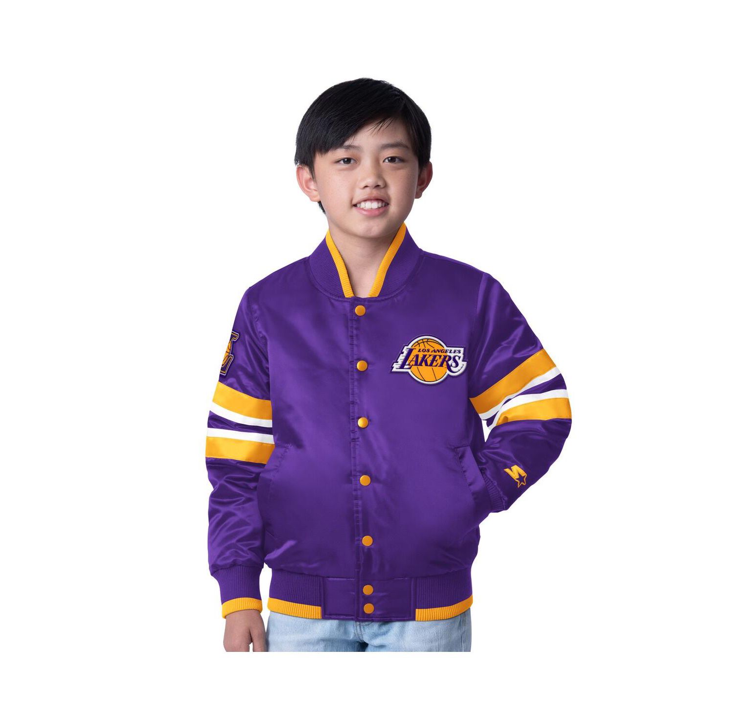 Big Boys and Girls Purple Los Angeles Lakers Scout Varsity Full-Snap Jacket