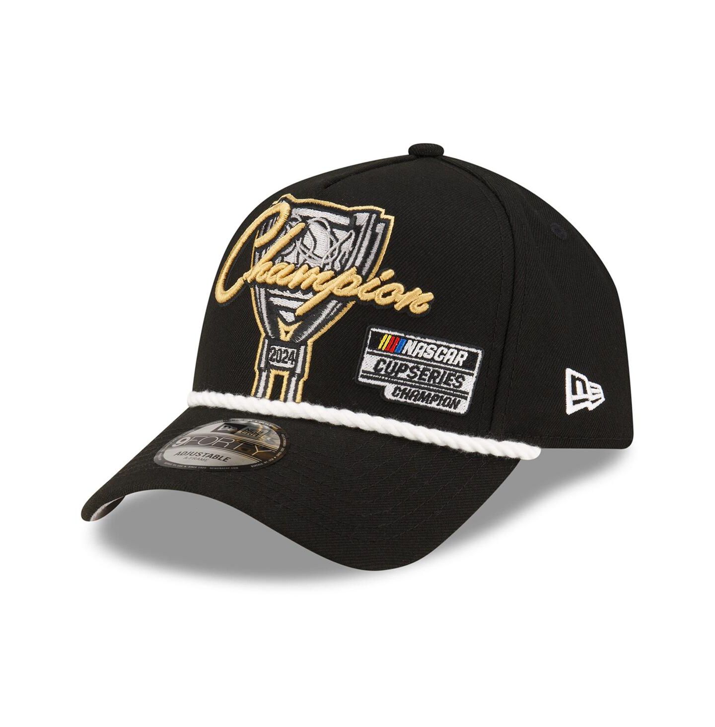 Мужская кепка New Era Black Joey Logano 2024 NASCAR Cup Series Champion 9FORTY Adjustable Hat — фото 2