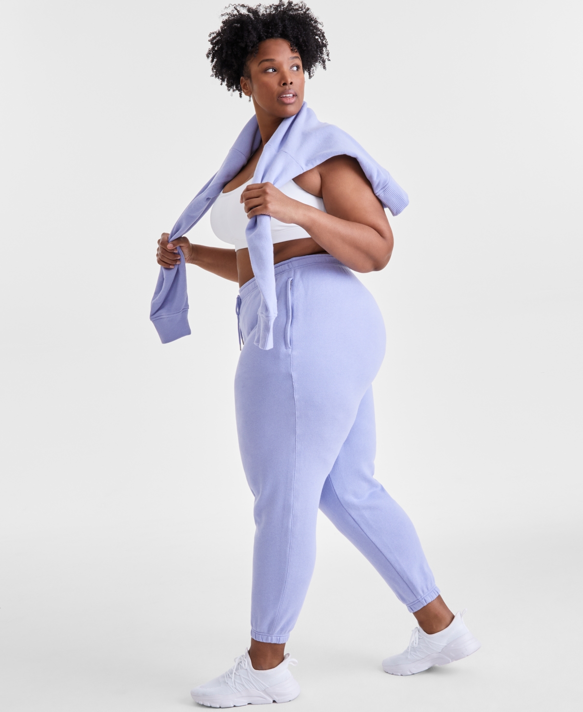 Id Ideology Plus Size Soft-touch Knit Ankle Joggers, Exclusively At Macy's In Thistle Down