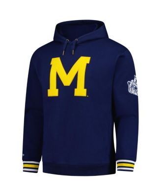 Men's Navy Michigan Wolverines Chain stich Fleece Pullover Hoodie