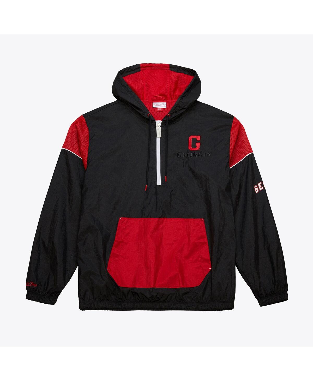 Mitchell & Ness Men's Black Georgia Bulldogs Anorak Vintage Logo Half-zip Hoodie Jacket In Black
