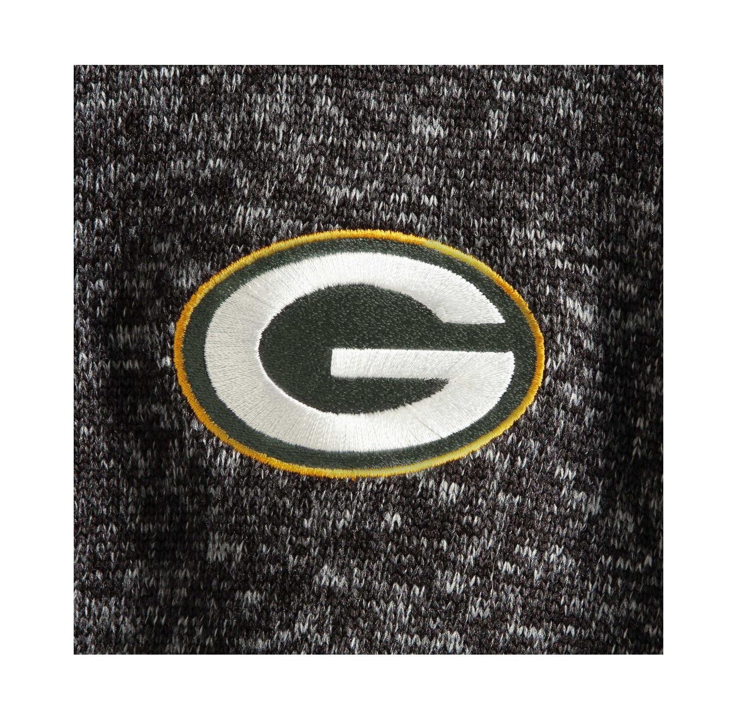 Men's Heather Black Green Bay Packers Fortune Quarter-Zip Pullover Jacket