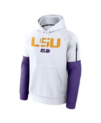 Men's White LSU Tigers Fitness Raglan Performance Pullover Hoodie