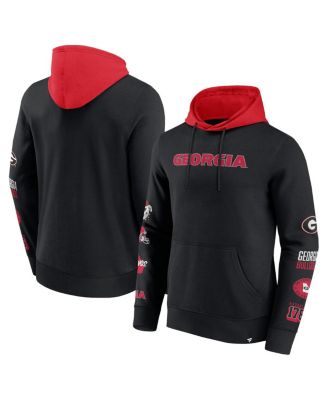 Fanatics - Men's Black/Red Georgia Bulldogs Color Block Badge Fleece Pullover Hoodie