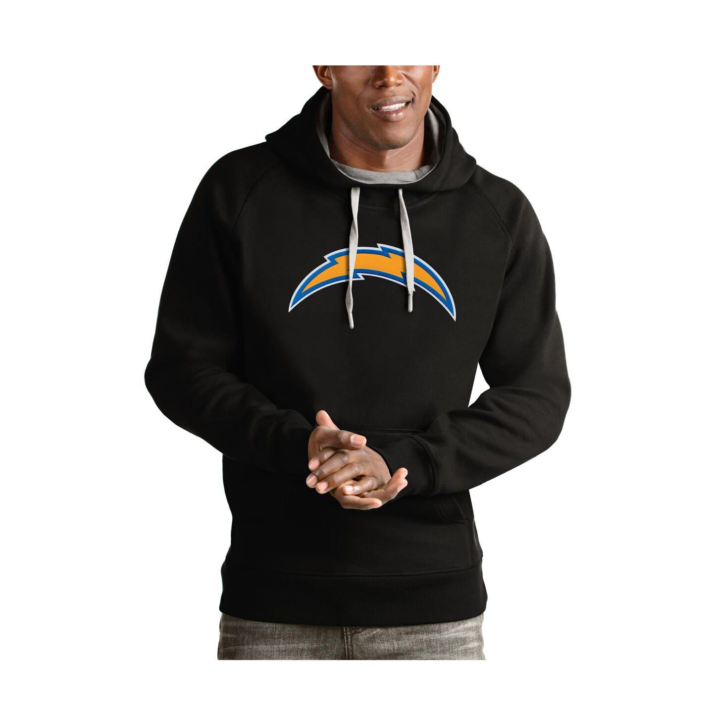 Мужское худи Antigua Black Los Angeles Chargers Victory Pullover — фото 1