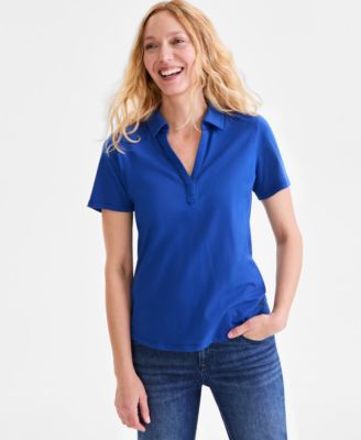 Women's Short-Sleeve Knit Polo Shirt
