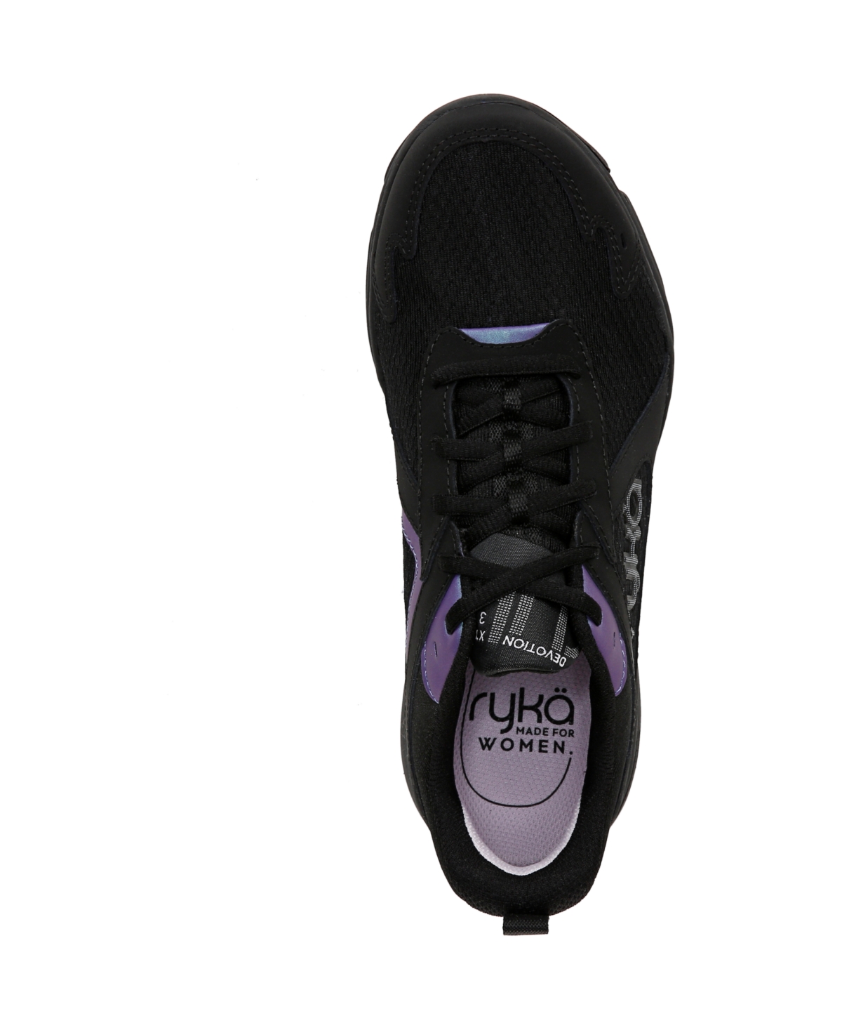 Ryka Women's Devotion Xt 3 Lace Up Training Sneakers In Black Leather,mesh