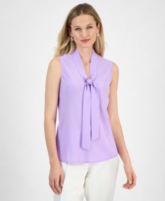 Women's Sleeveless Tie-Neck Top, Regular & Petite