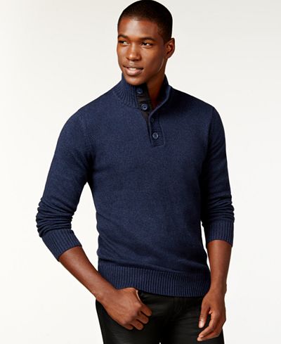 Sean John Twist-Yarn Button-Neck Sweater, Only at Macy's