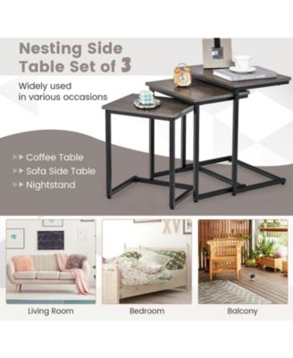 3 Pieces Multifunctional End Table Set