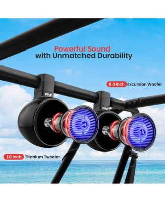 8'' Marine Bluetooth Wakeboard Speaker System with LED Lights, 300W, Black