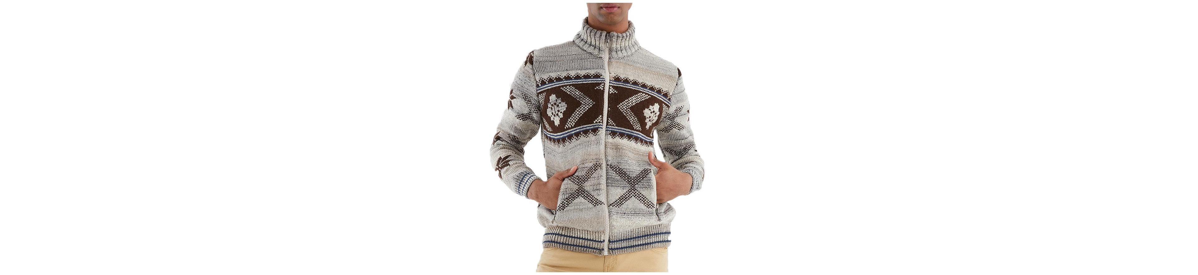 Leif Nelson Men's Men s Knit Jacket with Zipper, Norwegian Pattern
