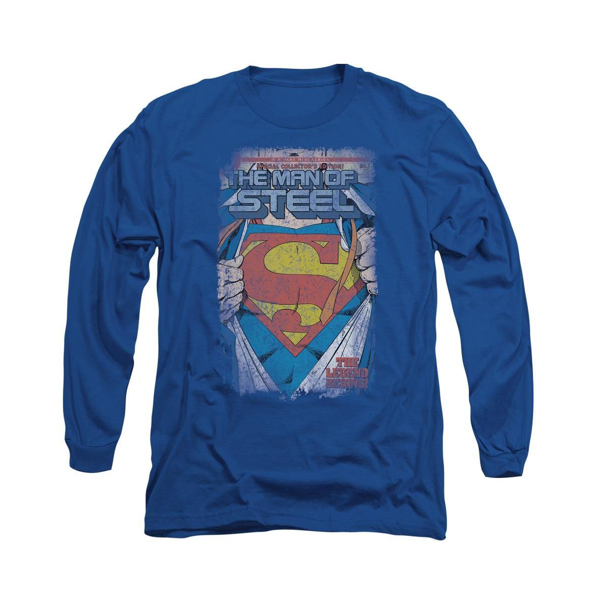 Men's Legendary Long Sleeve Adult Tee / T-Shirt - Medium blue