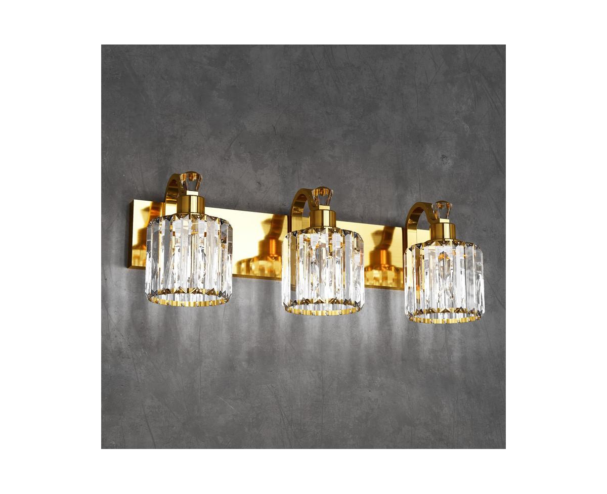 gaomon Modern Crystal Bathroom Vanity Lights Gold Bathroom Light Fixtures Crystal Vanity Shower Lights Over Mirror, Mirror Glass Crystal Bathroom Vani