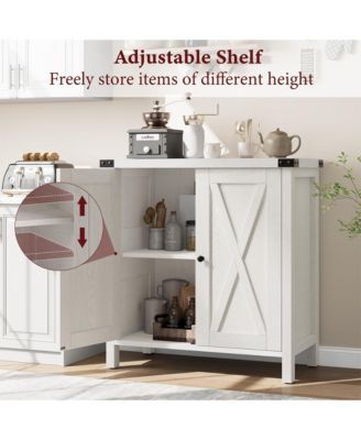 Farmhouse Buffet Cabinet with Adjustable Shelf and Barn Doors