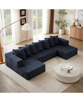 Chenille U-Shaped Sectional Sofa Set,Minimalist Style Modular Sectional Sofa, Luxury Chenille Fabric Cloud Couch for Living Room