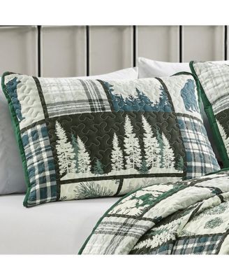 3 Pcs Cabin Lodge Rustic Country Bear Quilt Bedspread Set Queen