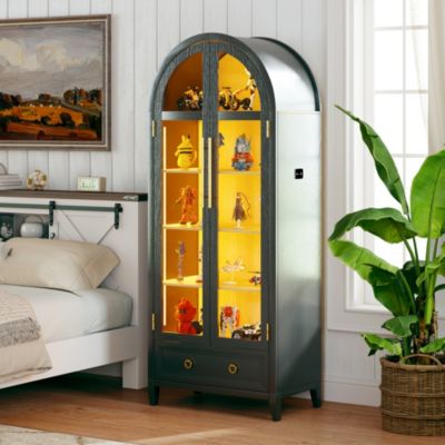 73" Arched Glass Display Cabinet with LED & Motion Sensor