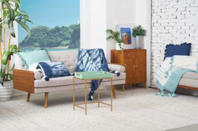 Buckroe Surf Light Blue & White Ombre Cotton Accent Pillow, 14" x 22" w/ Tassels