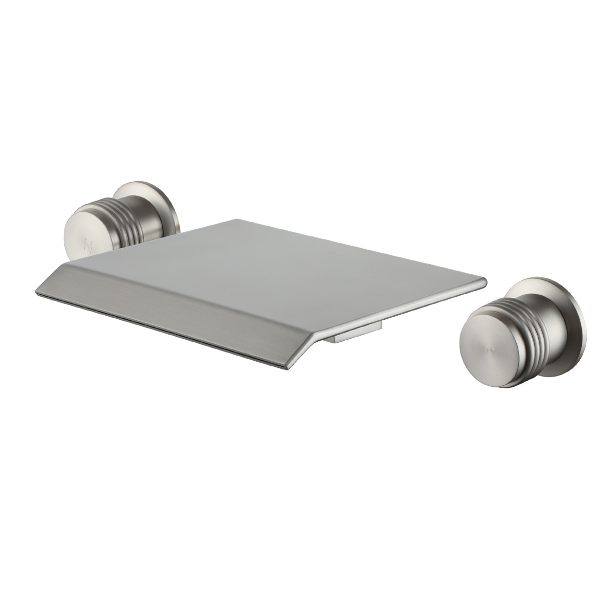 Brushed Nickel Waterfall Sink Faucet Brass Bathroom Faucet Wall Mounted Waterfall Vanity Sink Faucet Double Handle Widespead Waterfall Spout - Brushed