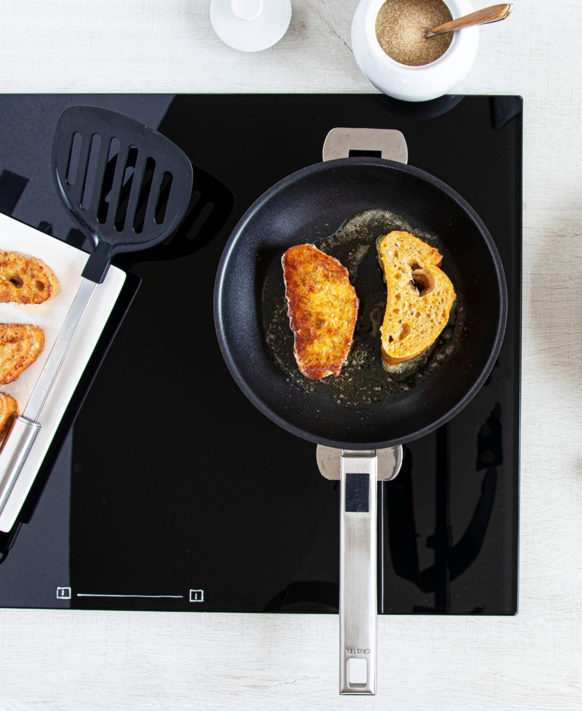 Cristel Stainless Steel 10" Strate Non-stick Frying Pan In Silver