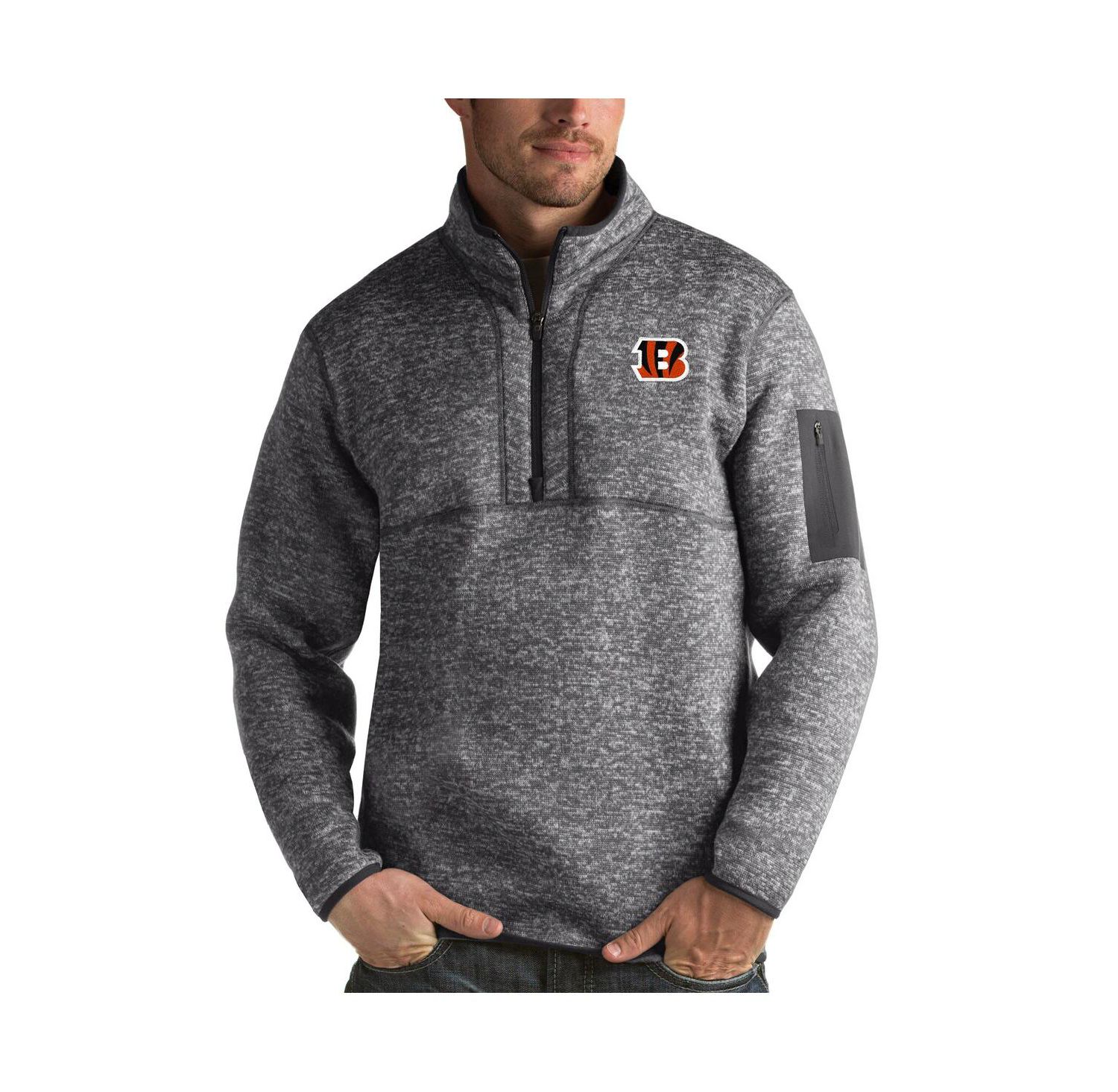 Men's Charcoal Cincinnati Bengals Fortune Quarter-Zip Pullover Sweatshirt
