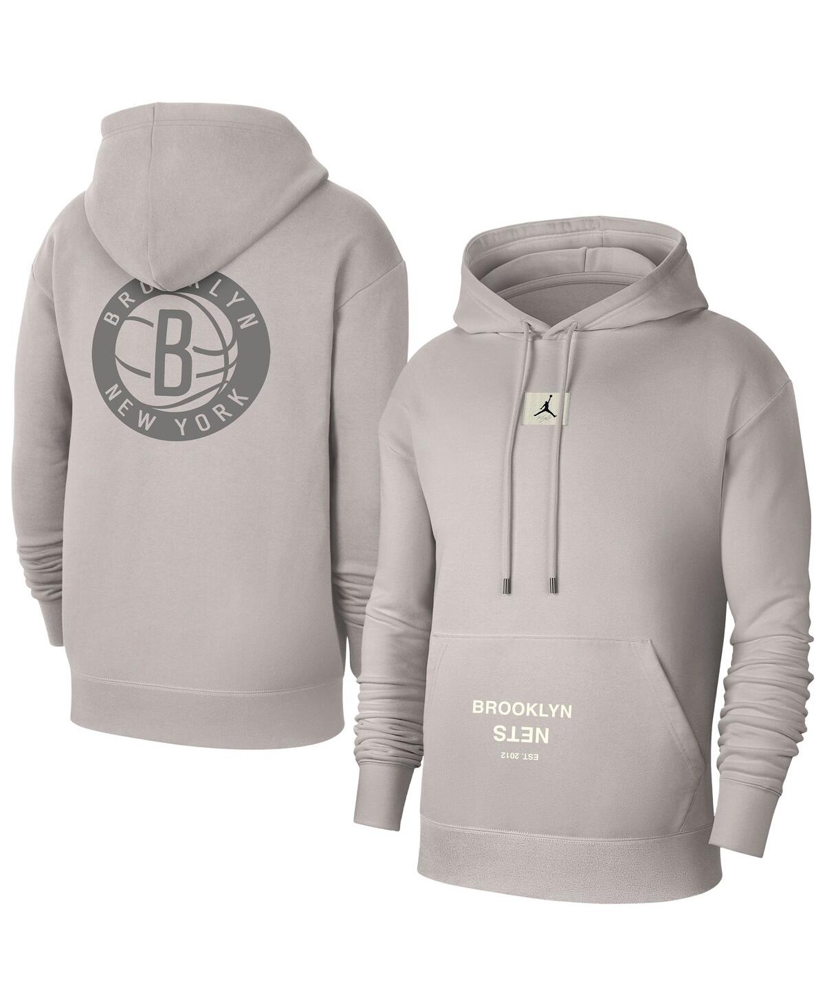 Men's Heather Gray Brooklyn Nets Courtside Statement Edition Pullover Hoodie - Heather Gray