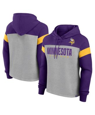 Fanatics - Women's Heather Gray/Purple Minnesota Vikings Bold Play Call Pullover Hoodie