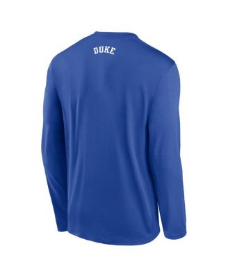 Men's Royal Duke Blue Devils On-Court Basketball Shootaround Performance Long Sleeve T-Shirt