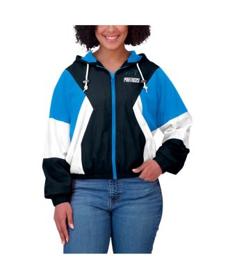 Women's Black/Blue Carolina Panthers Color Block Full-Zip Windbreaker Jacket