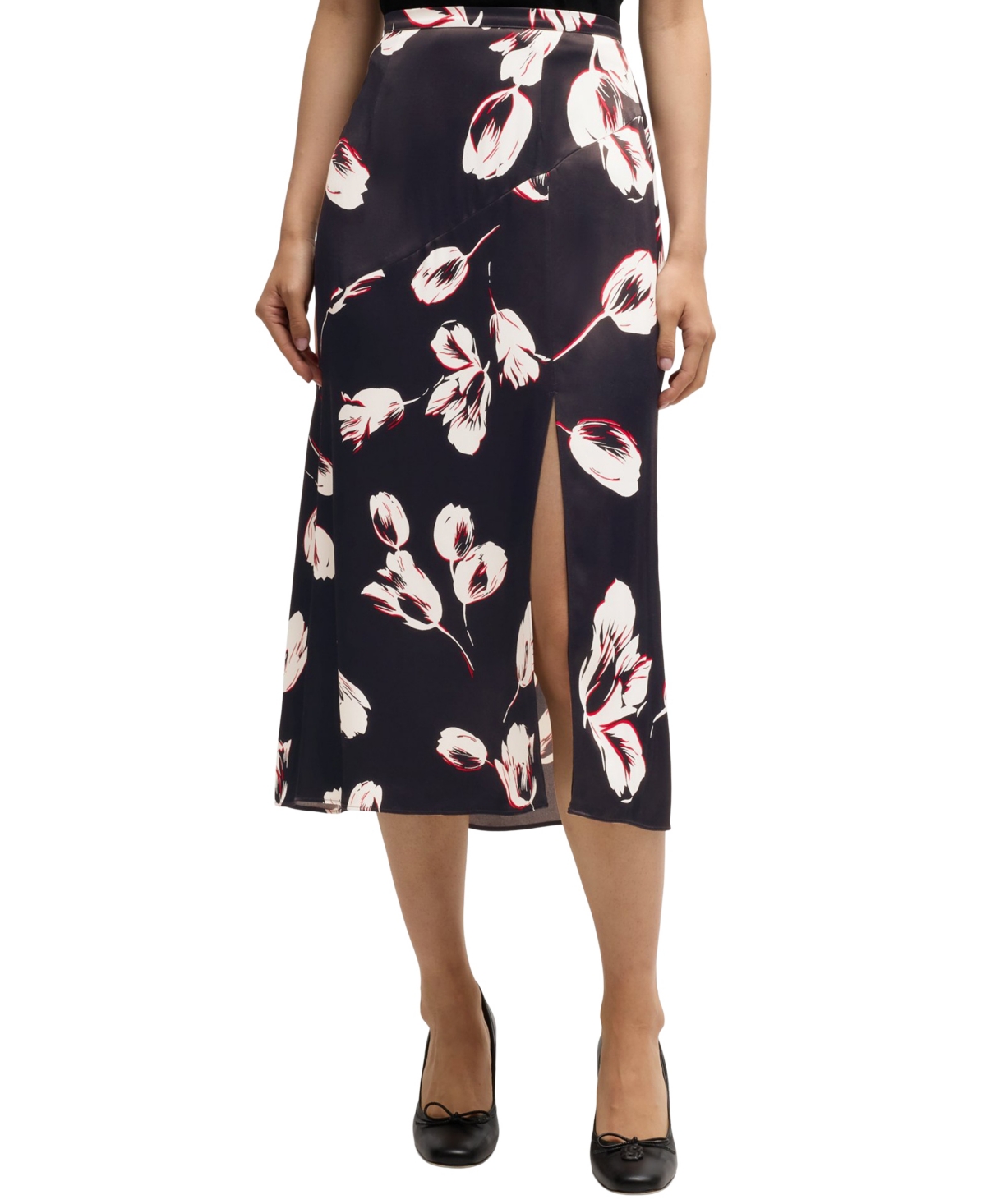 Hugo Boss Boss By  Women's Tulip Print Satin Maxi Skirt In Open Misc