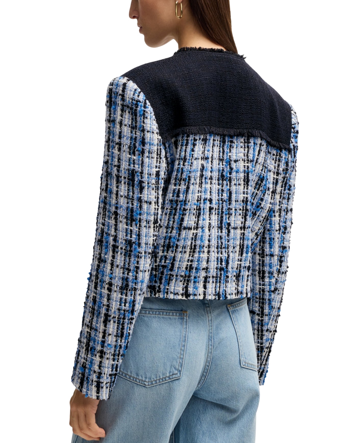 Hugo Boss Tweed Jacket With Contrast Panels And Knot Buttons In Open Misc