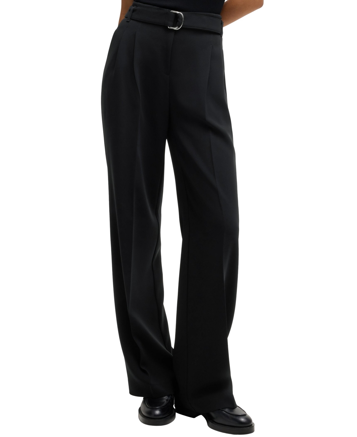 Hugo Boss Boss By  Women's Japanese Crepe Relaxed-fit Trousers In Black