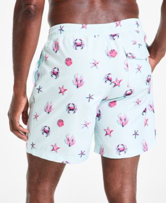 Men's Happy Crab Drawstring 7" Swim Trunks, Exclusively at Macy's