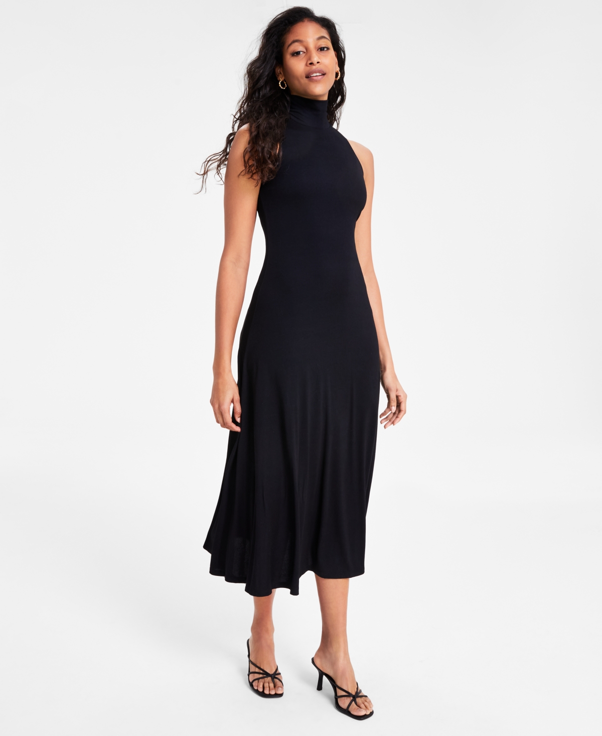 BAR III WOMEN'S MOCK-NECK A-LINE SLEEVELESS DRESS, EXCLUSIVELY AT MACY'S 