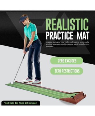 Putting Mat - Indoor Golf Putting Green for Mini Games and Practicing at Home or in The Office, with 1/2 Hole Training.- Gifts for Golfers - Golf Accessories for Men