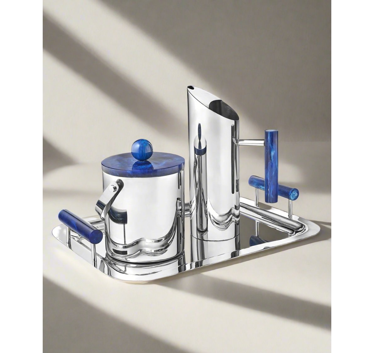 Godinger Azure Resin Ice Bucket In Silver