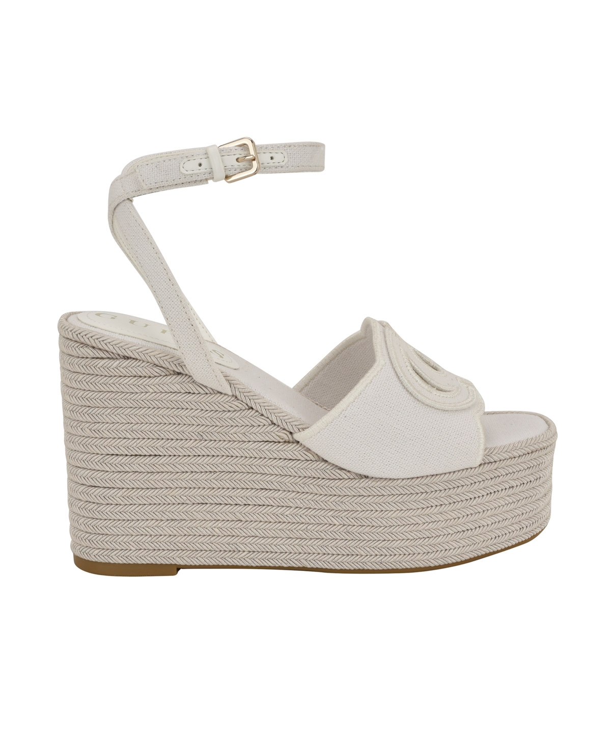 Guess Women's Tanveey Quattro G Cut-out Platform Espadrille Wedge Sandals In White