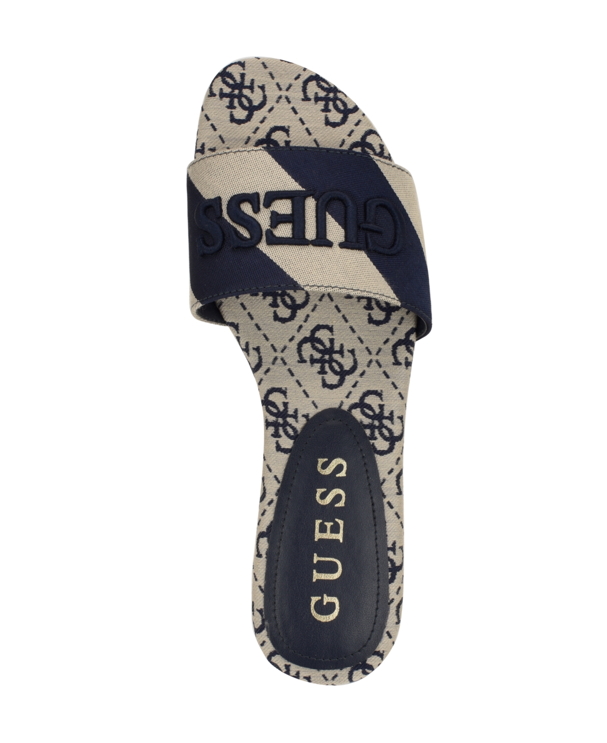 Guess Women's Harini Slip-on Logo Flat Sandals In Dark Blue,white Stripe Multi